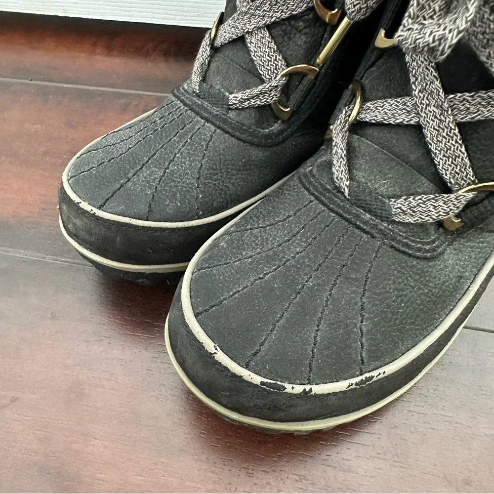 Size 7.5 Sorel Womens Tivoli II Black Waterproof Winter Boots Faux Fur Insulated - Picture 8 of 10